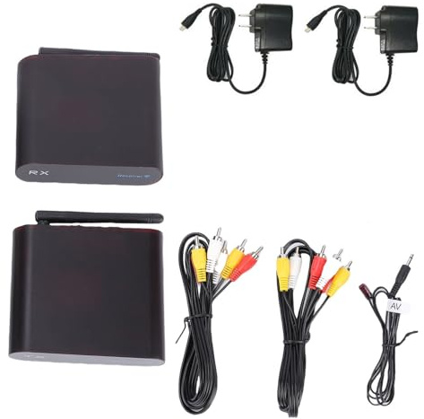 BONKZEBU Transmisor Receptor AV, Pantalla Digital Clara Transmisor y Receptor de Audio y Video 2.4GHz Remitente de Video con Sonido de 8 Canales Remitente AV Inalámbrico para Cabl (Enchufe Europeo)