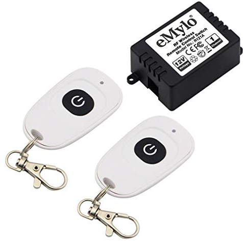 eMylo Interruttore di controllo remoto RF wireless DC 12V 1 canale Interruttore luce Modulo relè RF 433 Mhz con due trasmettitori