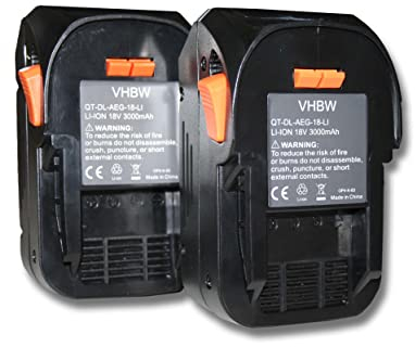 vhbw 2X Akku kompatibel mit Ridgid R840086, R840087 Elektrowerkzeug (3000 mAh, Li-Ion, 18 V)
