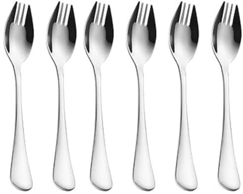 Keepaty Stainless Steel Spork 6-Pack Long Handle and Heavy Duty Metal Spoon & Fork for Home Use and Outdoor Camping Silver fg32