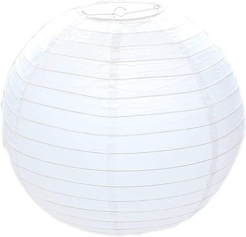 KARRMA 2 x White Paper Lampshade - Classic Bamboo Style Ribbed Paper Lantern Lamp Shade (30 CM)