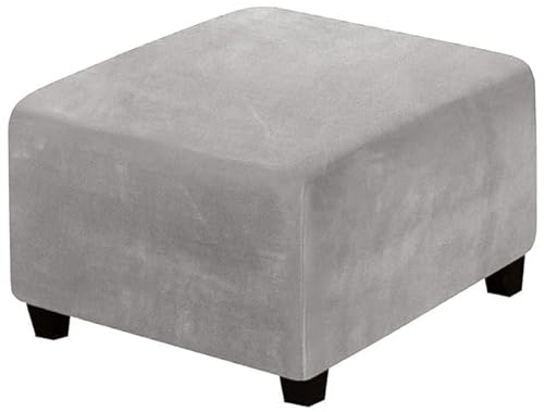 ZZDZW Sitzwürfel Bezug 33-45cm/62-76cm/80-100cm Bezug für Hocker Quadratisch Samt Ottomane Schonbezug Stretch Square Ottoman Covers waschbar Fußhocker ​hocker Husse (Color : Hellgrau, Size : 33-45cm)