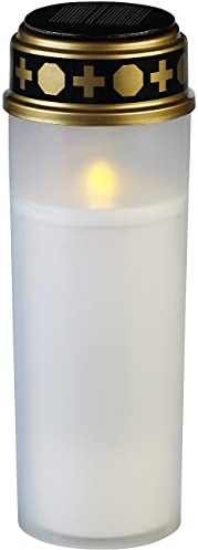 Grande lanterne funéraire solaire avec LED effet flamme - coloris blanc [Pearl]