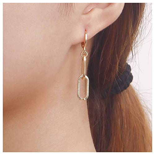 Allereya Vintage Büroklammer Kette Baumeln Ohrringe Gold Kette Tropfen Ohrringe Punk Oval Kette Huggie Ohrringe Gold Minimal Reifen Ohrringe Schmuck Für Frauen Und Mädchen
