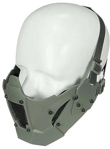 Masque Airsoft Tactique avec Masque en Maille Acier Masque Demi-Visage Style Samouraï De Fer Masque Paintball Chasse pour CS, Jeu De Guerre, Halloween, Cosplay