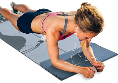 Gogokiwi Foldable Yoga Mat for Travel(1/4 & 1/2 Thick) - Non-slip, Eco-friendly, Lightweight Folding Exercise Mat, Portable for Home Gym and Outdoor Pilates