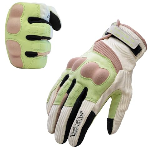 VXW Motorcycle Gloves for Women - with Palm Sliders & Full Finger Touchscreen Design, High-Speed Sports Gear for MTB/ATV/BMX/Motocross/Racing/Dirt Bike Gear(Medium, Green)
