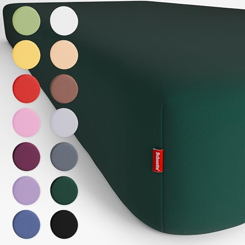 Schuette® Spannbettlaken • 80x200 cm • Wow! Kollektion: Miss Emerald (Dunkelgrün) • 100% Superfluff Baumwolle, Blickdicht, Faltenfrei • mit Rundumgummi • Matratzenhöhe bis 25 cm