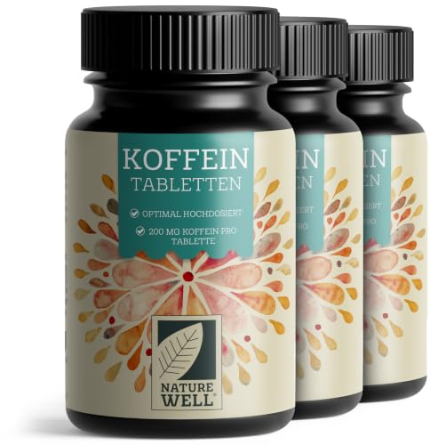 Koffeintabletten 1095x - 200 mg Koffein pro Tablette - optimal hochdosiert - laborgeprüft mit Zertifikat - XXL-Vorratspack mit 3x365 Tabletten - vegan
