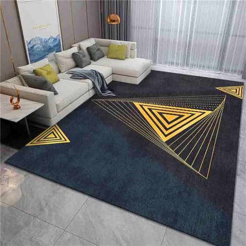 RUGMRZ Gebetsteppich Tatami Teppich Grauer Blauer Teppich Dreieck geometrisches Design Rechteck pflegeleicht Fleckerlteppich 80X150CM