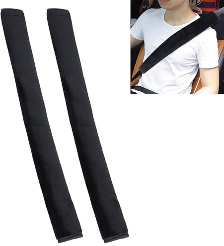 2PCS Juttzzei Voiture Protege Ceinture de Sécurité Coussin, 24,8/63cm Protection Ceinture de Sécurité pour Enfants et Adultes Protéger Cou/Epaules, Coussin Ceinture Voiture Enfant en Peluche - Noir