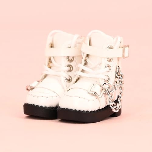 Puppenschuhe Coole Kettenstiefel für Ob11, DDF, Body9, 1/12 BJD, (White) | GSC Puppenzubehör BJD Spielzeugschuhe