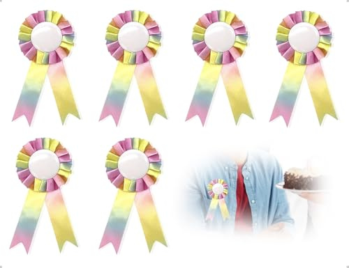 AOYEGIC 6 pezzi di rosette per cavalli da passeggio per vincitori,accessori per divertenti cavalli da passeggio,accessori per cavalli,fiocchi per eventi sportivi fai da te per feste(colori arcobaleno)