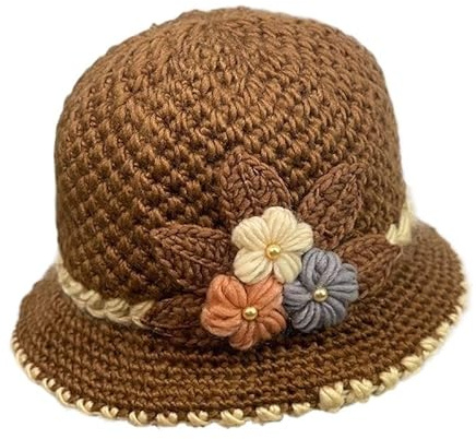 Warme Samt-Strickmützen für Damen mittleren Alters und ältere Frauen, Wintermützen aus Baumwolle für Großmütter und Senioren, braun, Einheitsgröße