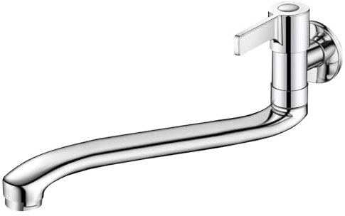 SXWYLZ Kaltwasserhahn Wandmontage Schwenkbar Wasserhahn für Einhebel Küchenarmatur Spülbecken Wasserhahn Verlängerung aus Messing,Verchromt,30Cm
