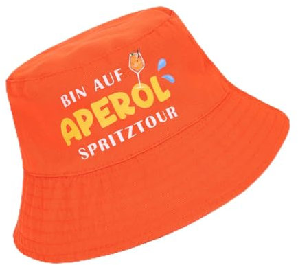 GADITIEK Aperol Geschenk Hut, Fischerhut Orange, Aperol Spritz Kostüm, Bucket Hat Herren, Aperol Accessoires, Anglerhut, Bierhut, Lustige Sprüche,für Sommer, Party, Urlaub (Stil 2)