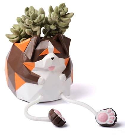 HAUCOZE Hund Blumentopf Modern Deko Tier Skulptur Garten Statue 13cm | Pflanzentopf für Sukkulent Kaktus,Resin Aufbewahrung für Kleinutensilien Geschenk für Bücherregal Schreibtisch