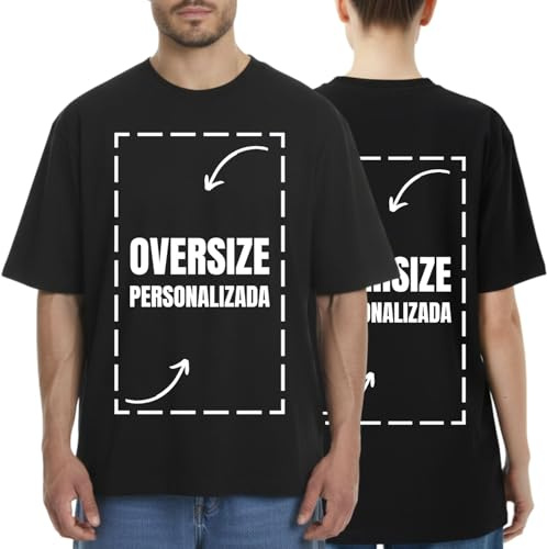 latostadora Camiseta Oversize Personalizada Unisex - Foto Texto Personalizable Delante y Detrás