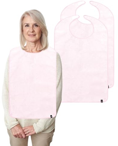 SPRING SEAON Lätzchen für Erwachsene (2er-Set), waschbar & wiederverwendbar, wasserabweisender Kleidungsschutz beim Essen mit verstellbarem Verschluss, Unisex für Männer & Frauen, Senioren & Pflege