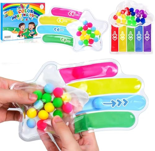 Felly Color Sorting Toys for Toddlers, 2 pcs Sensory Fidget Toys for Autism & Fine Motor Skills, Montessori Math Matching Educational Toys for Kids Boys Girls for Kids Boys Girls 3 4 5 Years Old