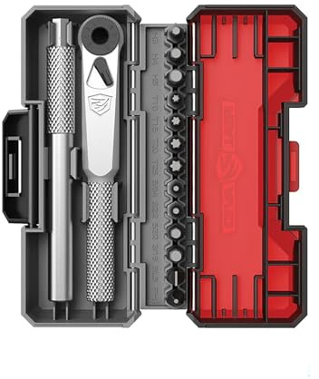 Real Avid Set di 3 cacciaviti a cricchetto con 13 bit, driver 3 in 1, impugnatura a T ed estensione, include 4 esagonali, 4 Torx, 3 metrici, 4 esagonali standard e Phillips