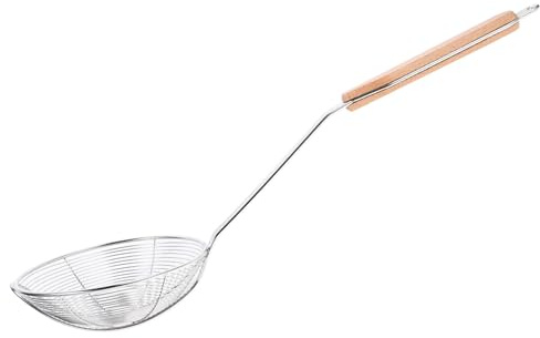 VALICLUD Espumadera de Acero Inoxidable con Mango de Madera Resistente al Calor Colador Práctico para Cocina Escurridor de Aceite y Agua Utensilio para Freír y Servir Alimentos