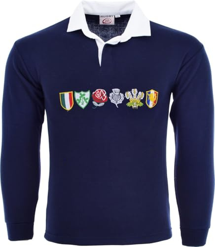Activewear Men 6 Nation Full Sleeve Rugby Fan Shirts Size S to 5XL (XL, Navy)
