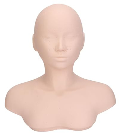 Nosqew Testa di manichino per allenamento pratica, versatile, morbi e confortevole al tatto, modello con spalla per massaggio, cura di bellezza, agopuntura, pratica in PVC ad alta densità, gomma