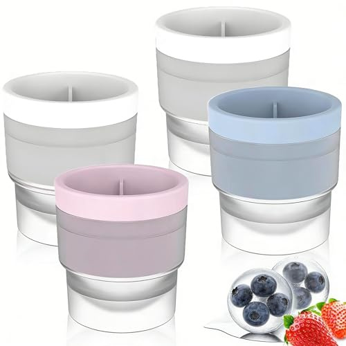 4 Pack Ice Ball Mould Set, 6cm Large Silicone Sphere Ice Cube Moulds, Stackable and Easy Release Ice Ball Maker for Whisky, Cocktails, Soft Drinks and Creative Recipes