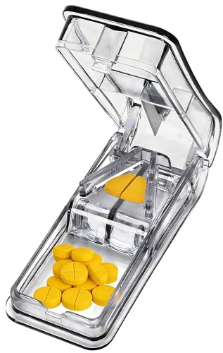Pill Cutter, Pill Splitter with Stainless Steel Blade, Medicine Cutter for Pills, Cuts Vitamins Tablets for Purse Pocket