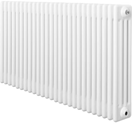 Radiatore Tradizionale a 4 Colonne 600 x 1190 mm Orizzontale Acciaio al Carbonio Riscaldamento Centrale Design Classico Bianco con Kit Fissaggio e Spazzola Pulizia