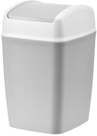 Ciieeo Cestino Spazzatura Bagno con Coperchio a Ribalta, Secchio Rifiuti Grande Capacità per Cucina, Camera da Letto e Ufficio, Contenitore Multiuso Robusto Grigio-bianco
