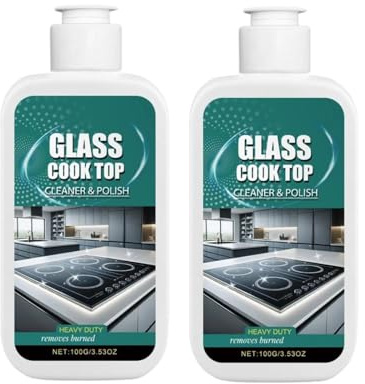 Ceramic Hob Cleaner, Glass Cook Top Cleaner Polish, Glass Hob Cleaner Glass Ceramic, Heavy Duty Induction HobCleaner Non Scratch, For Ceramics, Electric, Induction, Flat Top Stovetop, Gas, 100ml (2PC)