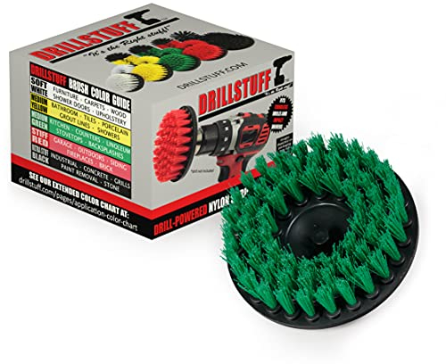 Drill Brush - Cleaning Supplies - Kitchen Accessories - Mold Remover - Grout Cleaner - Cast Iron Skillet - Dish Brush - for Tile, Counter-tops, Stove, Oven, Sink, Trash Can, Floors - Calcium - Rust