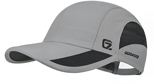 GADIEMKENSD Quick Dry Sports Hat Lightweight Breathable Soft Outdoor Running Cap Baseball Caps for Men (Light Gray)
