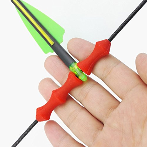 SHARROW 2Pcs Bogenschießen Silikon Finger Schutzfolie Fingerschutz Nockpunkt Finger Protector Tabs Weiches Silicagel Handschutz für Bogensport (Rot)