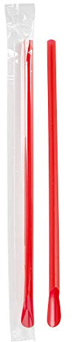 300 Unwrapped Red Plastic Spoon Drinking Straws 10.25, Disposable, Individually Unwrapped, BPA Free, Food Safe [300 Pack]