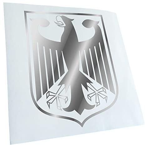 Kiwistar - Autoaufkleber - Chrom - 11x9cm Bundeswappen Deutschland Rahmen - Heckscheibe Auto Aufkleber wetterfest für Kfz LKW Mofa Truck - Sticker außen selbstklebend Tuning Zubehör für Fenster
