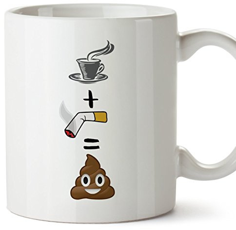 MUGFFINS Taza Café y Cigarro, Muñeco de Barro - Regalo original para familia y amigos