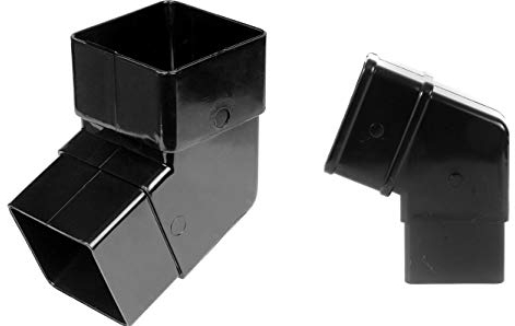 FLOPLAST 65mm Square Downpipe 112.5 Degree Offset Bend - Black - PACK OF 2