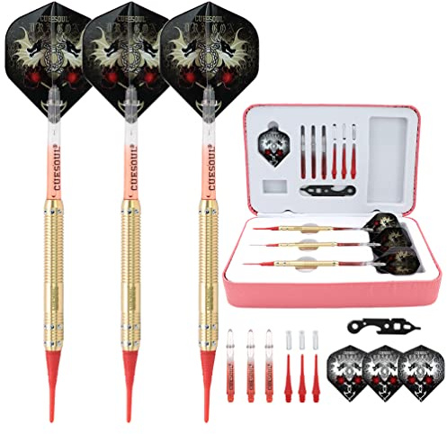 CUESOUL 16 Grams Deluxe Soft Tip Darts Set with Luxury Case（Dragon Series）