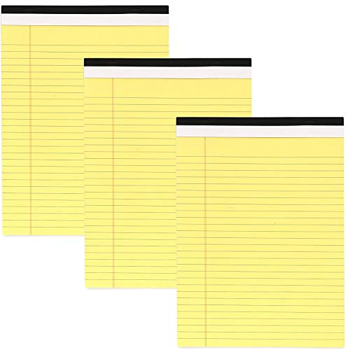 Emraw Gelbe Schreibblöcke, 8,5 x 11,75 cm, kanariengelb, mikroperforierter Rand, liniert, universal, 50 Blatt, Briefgröße, Schreibblock (3 Stück)