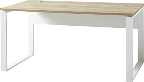 Germania Schreibtisch 4157-513 GW-Lioni, in Weiß/Navarra-Eiche-Nb, mit Metallkufen, 158 x 75 x 79 cm (BxHxT)