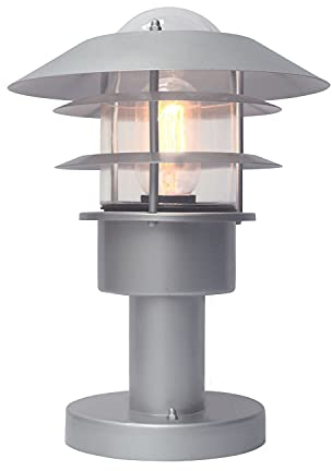 Licht-Erlebnisse Kleine Sockelleuchte Edelstahl rostfrei IP44 H:30,5cm maritime Lampe Laterne Wegeleuchte Garten Weg
