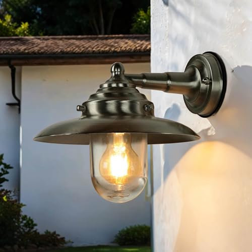 Licht-Erlebnisse Wandleuchte Messing IP64 Maritim wetterfeste Außenleuchte Laterne Terrasse Haus Hof Haustür