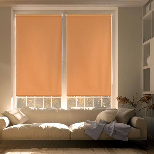 Blindecor Plain BK - Zeus “NO TOOLS REQUIRED”. 100% Opaque roller blind. Orange. 67x180 cm (width x height)