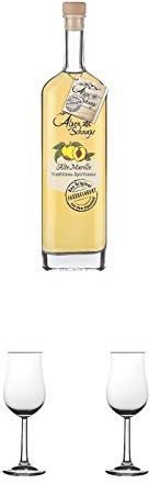 Alpenschnaps Steinbeisser alte Marille 41,8% 0,5 Liter + Nosing Gläser Kelchglas Bugatti mit Eichstrich 2cl und 4cl 1 Stück + Nosing Gläser Kelchglas Bugatti mit Eichstrich 2cl und 4cl 1 Stück