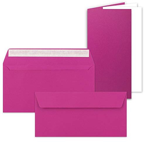 50x Faltkarten SET mit Brief-Umschlägen und Einlege-Blätter - Amarena (Rot) - DIN Lang - 10,5 x 21 cm - FarbenFroh by GUSTAV NEUSER