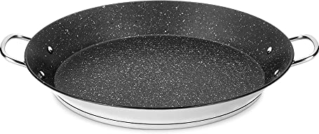 ROSSETTO Paella Pfanne Induktion 38 cm Paella-pfanne Grill, 18/10 Edelstahl Pfanne, für 4-6 Personen, Hochwertige Professionelle Pfanne PFOA Free Antihaftbeschichtet Induktion geeignet