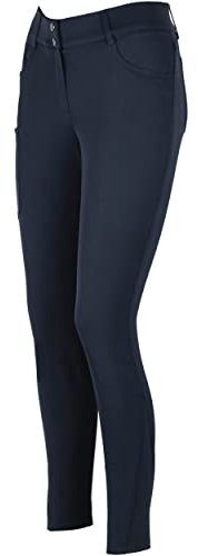Lazura - Damen Reithose Pia | Vollbesatz aus Silikon | Reiterhose mit seitlicher Handytasche & 4 Einschubtaschen | dunkelblaue Vollbesatzreithose | Reitbekleidung in Größe 40